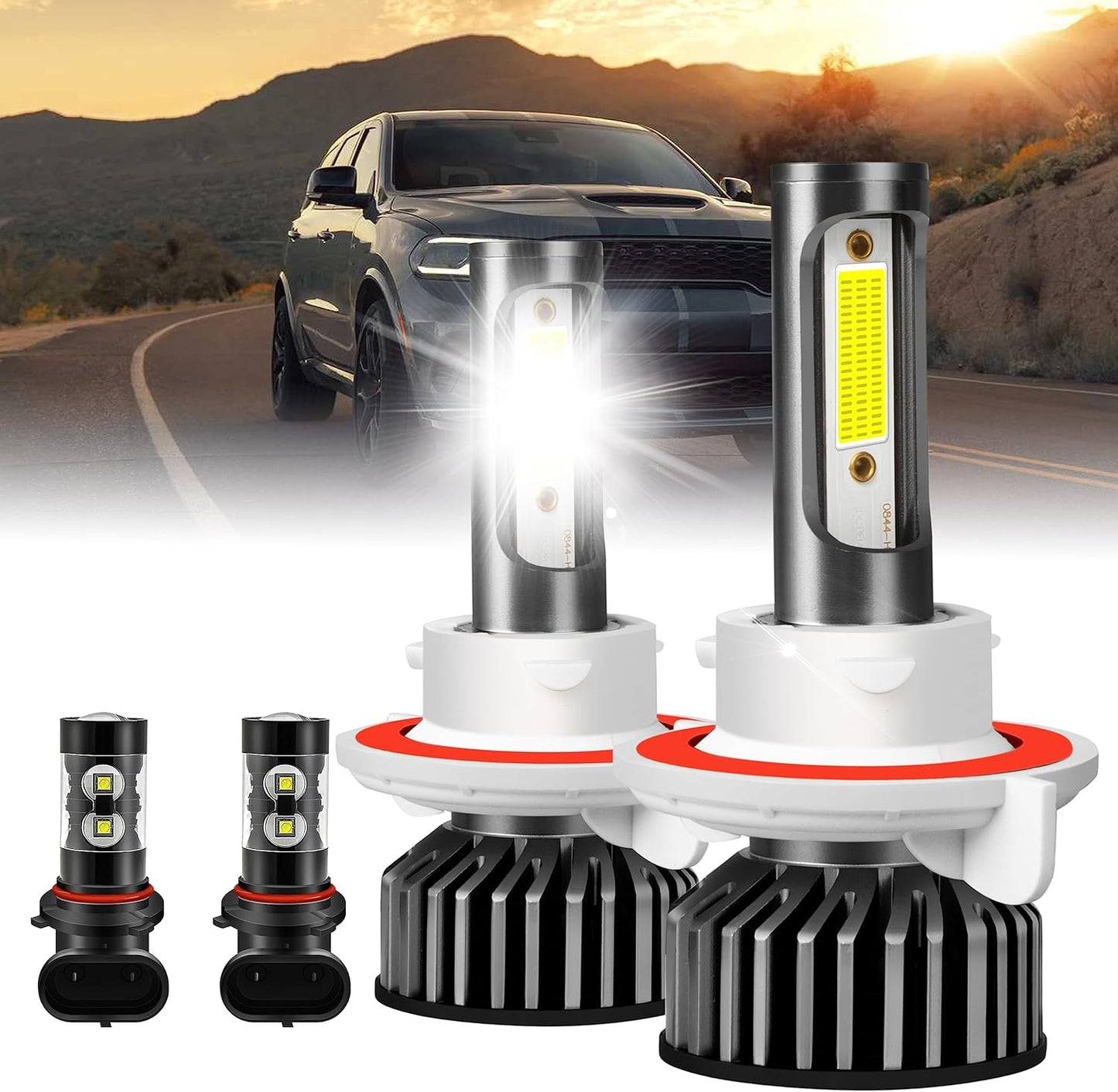 9005 HB3 Hi/Lo Headlight Bulbs+H11 H9 H8 Fog Lights,fit for 【2014-2020】 Dodge Durango,6000K Bright 2,0000LM 75W Halogen Repalcemnt Bulbs,5 Min Plug-N-Play,IP68 Light Bulbs,Pack of 6