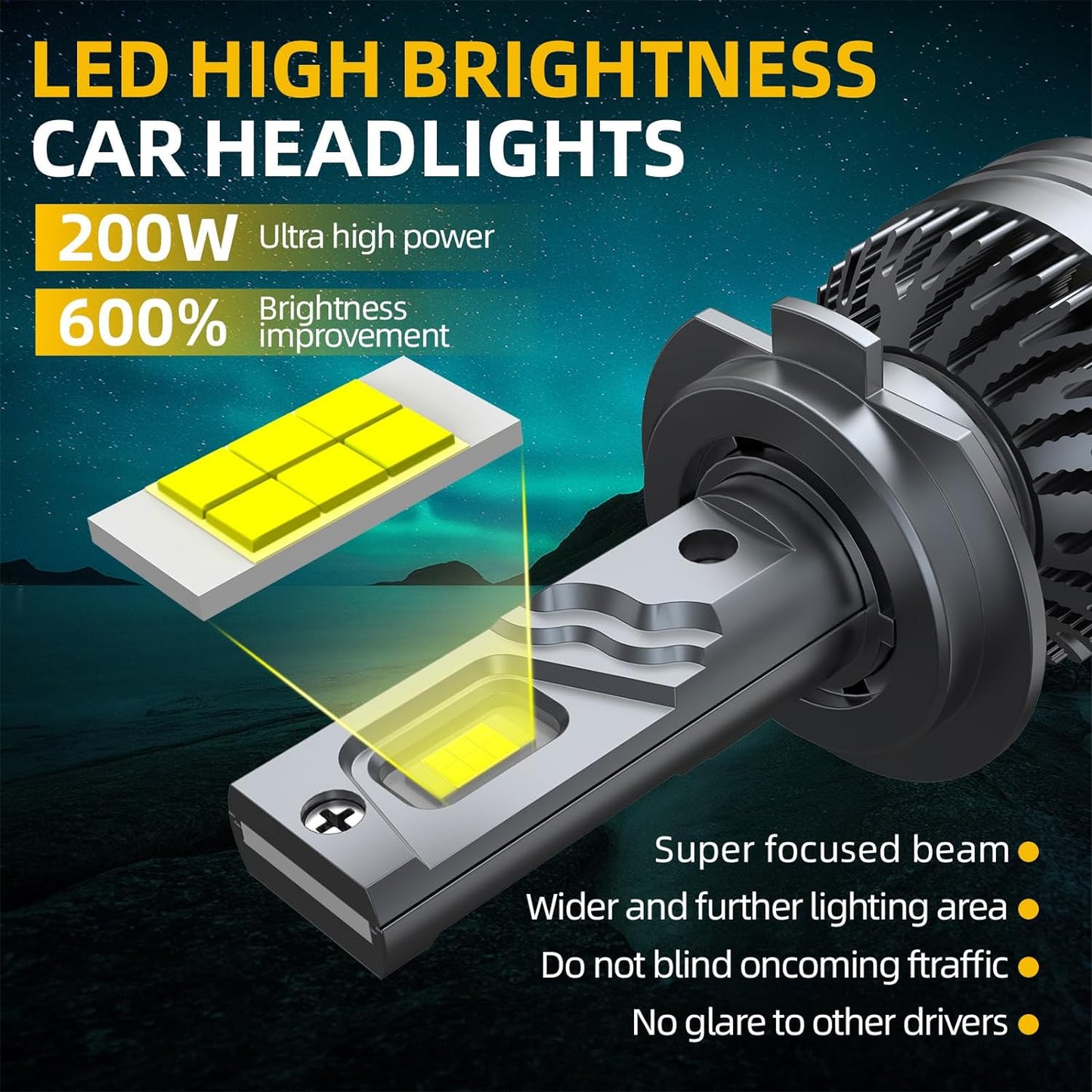 Fit (2005-2011) for TOYOTA TACOMA LED Headlight Bulbs,9003/H4 High Low Dual Beam+9145/9140/9005 fog light Led Bulbs 600% Brightness 200W 30000LM 6500K Cool White 4PCS