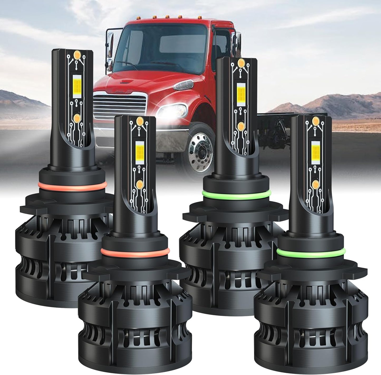 Fit for 2002-2017 Freightliner M2 100 106 112 Headlight Bulbs,9005+9006 LED Headlights Bulbs,6000K 120W 36000LM Cool White 500% Extremely Bright,IP68,4PCS