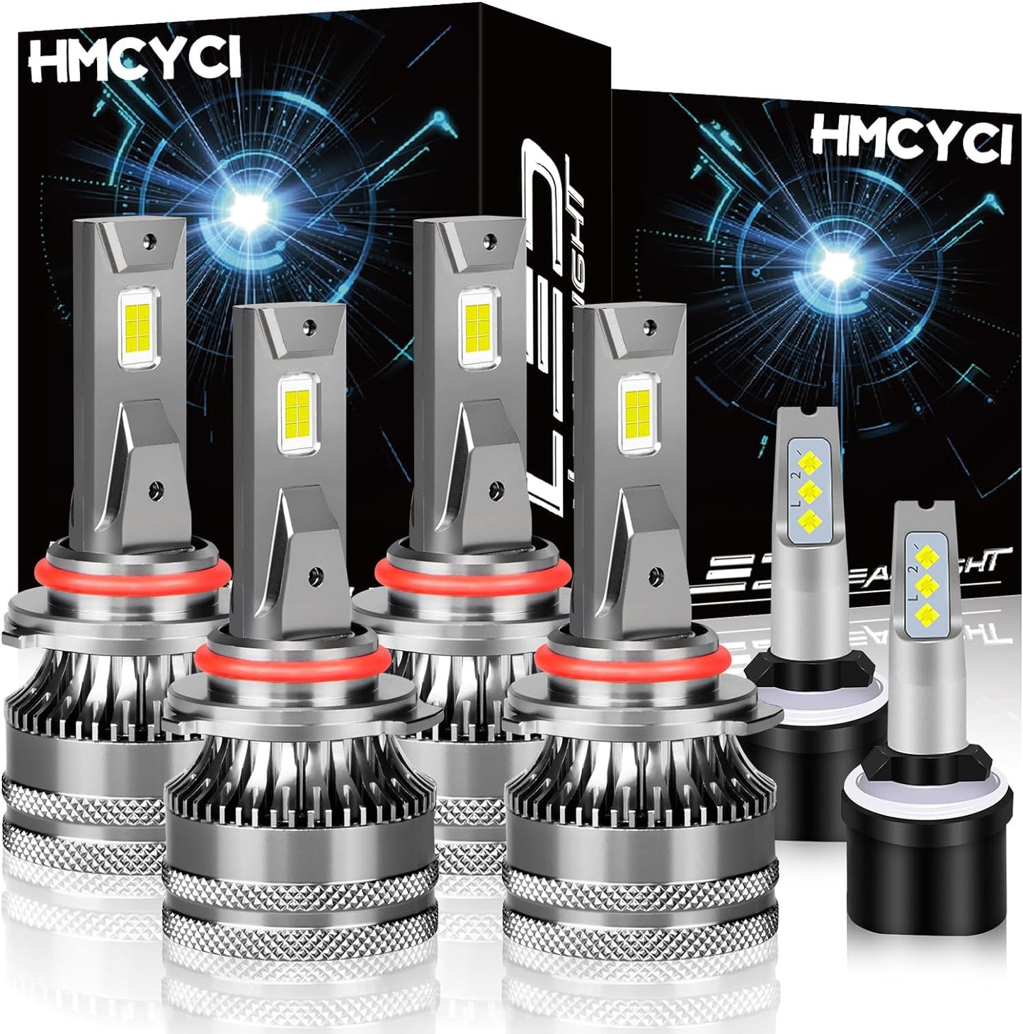 Fit For Chevy Suburban 1500 2500 (2007-2014) LED Headlight Bulbs, 9005 High Beam + H11 Low Beam + 5202 LED Fog Lights,Super Bright 6500k Cool White, Plug and Play, Pack of 6
