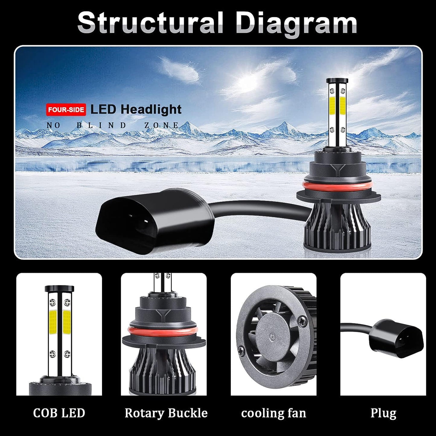 9007/HB5 LED Headlight Bulbs Fit For Mack CH CHU613 CH600 CH613/Mack CL700 RD600 RD690S RD688,Ultra Brighter 6000K 30000LM 80W High Beam Low Beam,Plug N Play,IP68,Pack of 2
