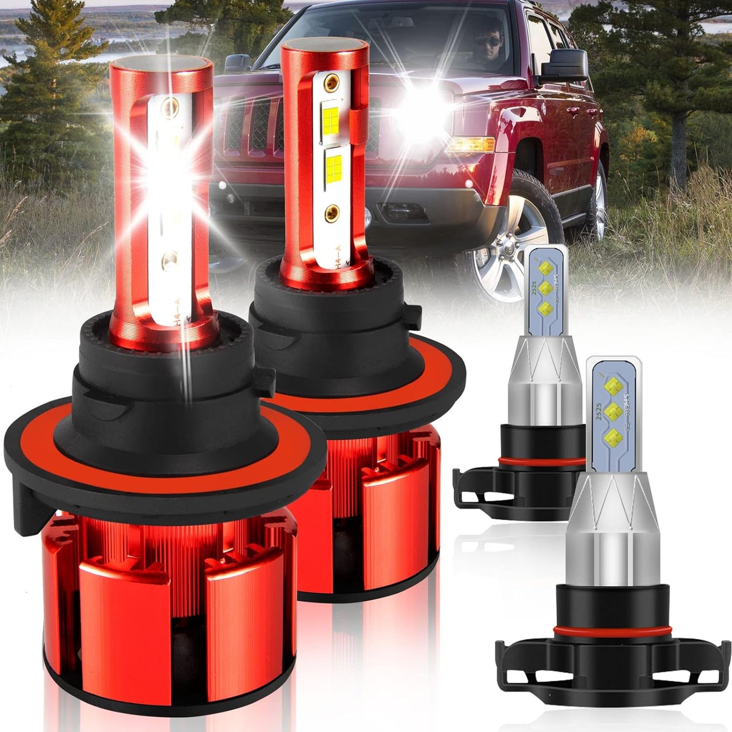 Fit for TOYOTA COROLLA 2009-2015 Led Lights, 500% Brightness 9005 9006 Light Bulbs High&Low Beam+H11 LED Fog Lights,6500K White 36000LM 9005 9006 Led Light Bulb, 6Pcs 9005 9006 H11 Led Bulbs