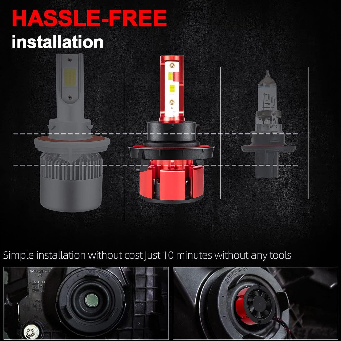 Fit for 2006 2007 2008 2009 2010 Hummer H3 LED Headlight Bulbs,9008 High Low Beam and 9005 Fog Light LED Bulbs Kit,80W 38000LM 6800K White Super Bright,Plug and Play,4PCS Bulbs