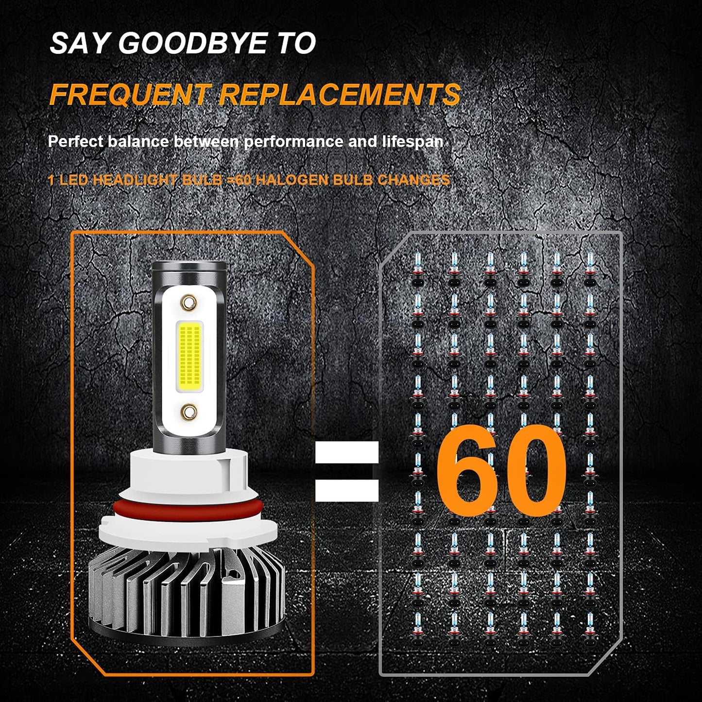 Fit for DODGE RAM 1500 2500 3500 (2002-2005) LED Bulbs 9007 High/Low Beam + 9006 LED Fog Light Bulbs Combo, 300% Brightness, 6000K Cool White, IP68 Waterproof Halogen Replacements, 4PCS