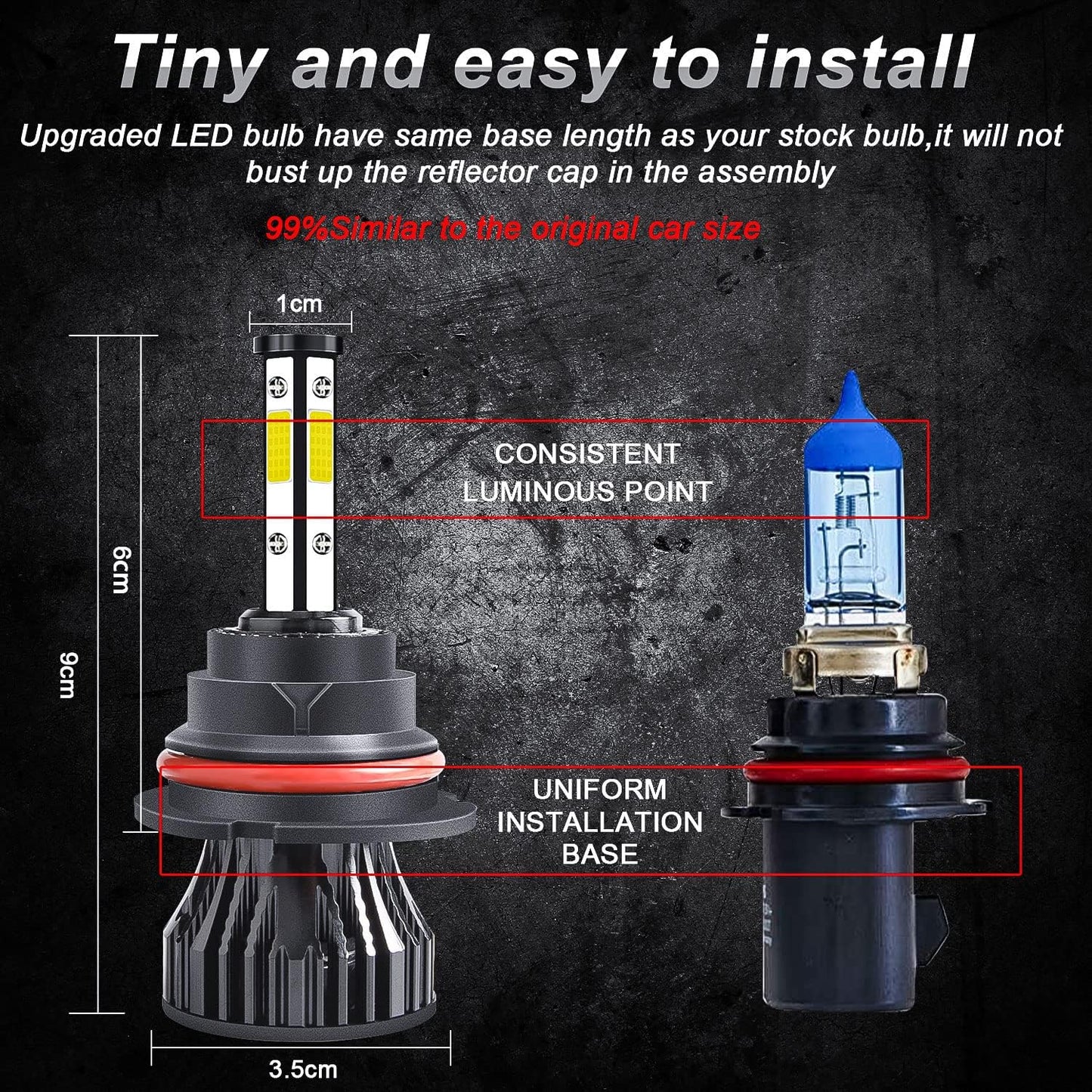 9007/HB5 LED Headlight Bulbs Fit For Mack CH CHU613 CH600 CH613/Mack CL700 RD600 RD690S RD688,Ultra Brighter 6000K 30000LM 80W High Beam Low Beam,Plug N Play,IP68,Pack of 2