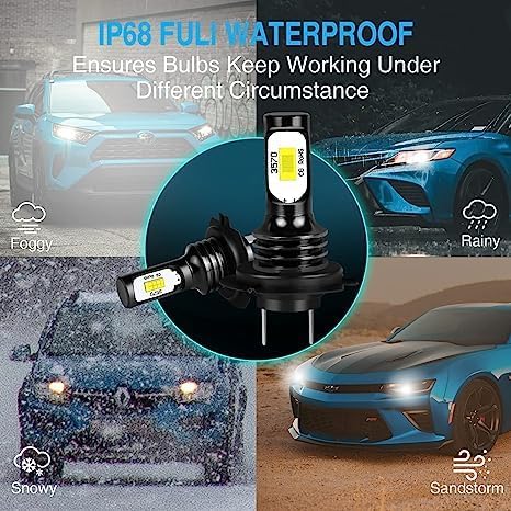Motorbike Car LED light H7 Fog Light Bulb, 16000LM, 6000K Cool White, 50,000 hours life, for Yamaha YZF R1 R3 R6 R6S 2007-2014/R3 2015-2019/R6 2003-2012/RS 2006-2009/YZF/R6 R6S