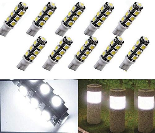 SHENKENUO 194 T10 T5 Wedge Base LED Bulb for Malibu Landscape Lighting Deck Lights Figurine Lights In-Ground Lights Step Lights Path Lights Spotlights Outdoor Garden Lighting, White DC12v (Pack of 10)
