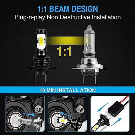 Motorbike Car LED light H7 Fog Light Bulb, 16000LM, 6000K Cool White, 50,000 hours life, for Yamaha YZF R1 R3 R6 R6S 2007-2014/R3 2015-2019/R6 2003-2012/RS 2006-2009/YZF/R6 R6S