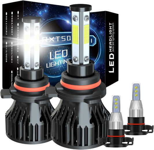 Fit for 2014-2015 GMC SIERRA 1500 2500 3500,9012/HIR2 Headlight Bulbs+5202/PS24W Fog Lights,Dedicated Bulbs,6000K Xenon 3,0000LM Light Bulbs,Halogen Replace,1:1 Size,IP68,Pack of 4