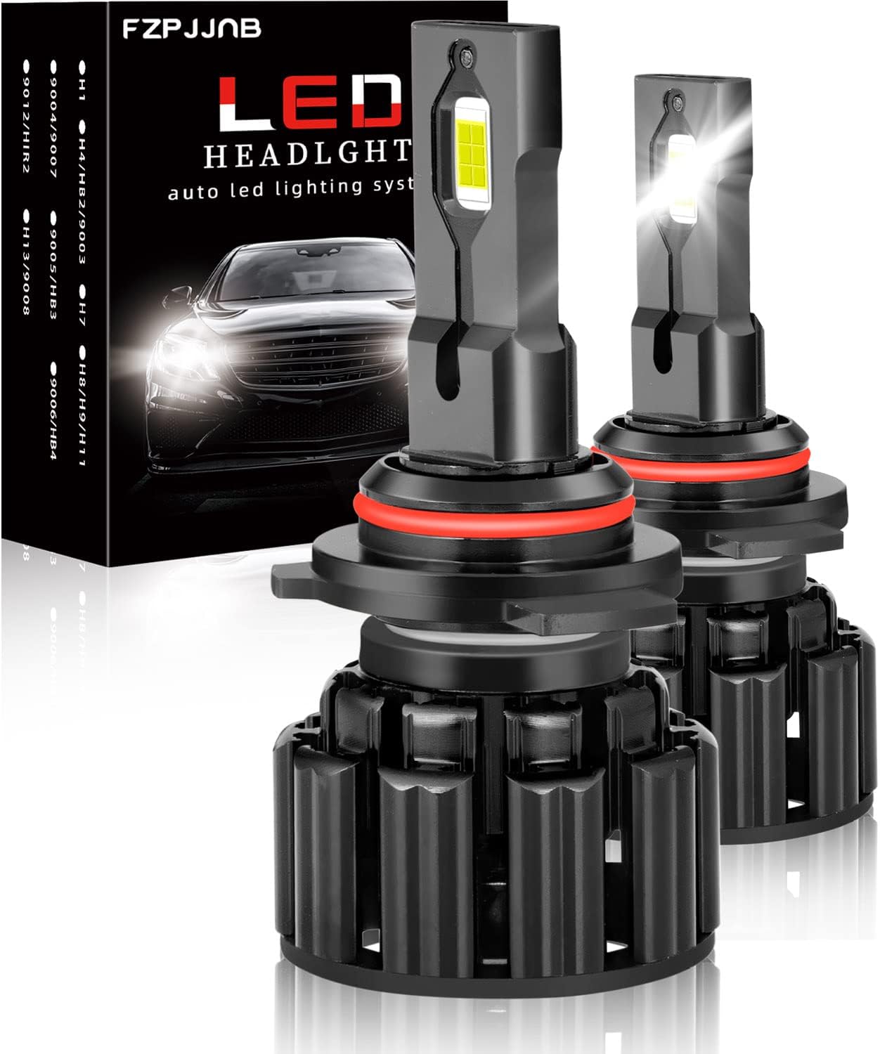 Fit for FORD EDGE (2011-2014) LED Headlight Bulbs, Super Bright 20000LM 9012/HIR2 High/Low Beam LED Headlamps, Plug-n-Play Halogen Replacements, 6500K Cool White Light, 2PCS