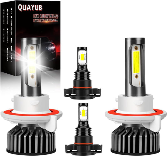 Suitable for Dodge Challenger 2011-2014 LED Bulbs, 9008/H13 High Low Beam+5202 LED Fog Light Bulbs, 11000LM 6000K Brighter Automotive Replacement Halogen Bulbs, Pack of 4