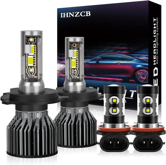 LED Headlight Bulbs Fit For Honda CR-V CRV 2007-2014 Combo H4/9003 High Low Dual Beam LED Headlight + H11/H8 LED Fog Light Bulbs Kit,4pcs led bulbs