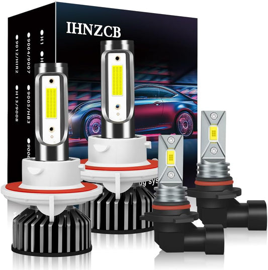 Fit for Ford F250 F350 (2005-2020) Combo 9008/H13 High Low Dual Beam + 9145/9140 LED Fog Light Bulbs,Halogen Replacement Lights,6000K Cool White,4pcs led bulbs