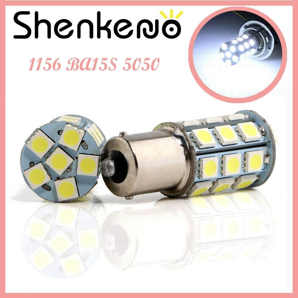 SHENKENUO 2PCS Troy-Bilt lawn tractor light bulbs 1141, 1156, 2056 led Cool White / 27 LED