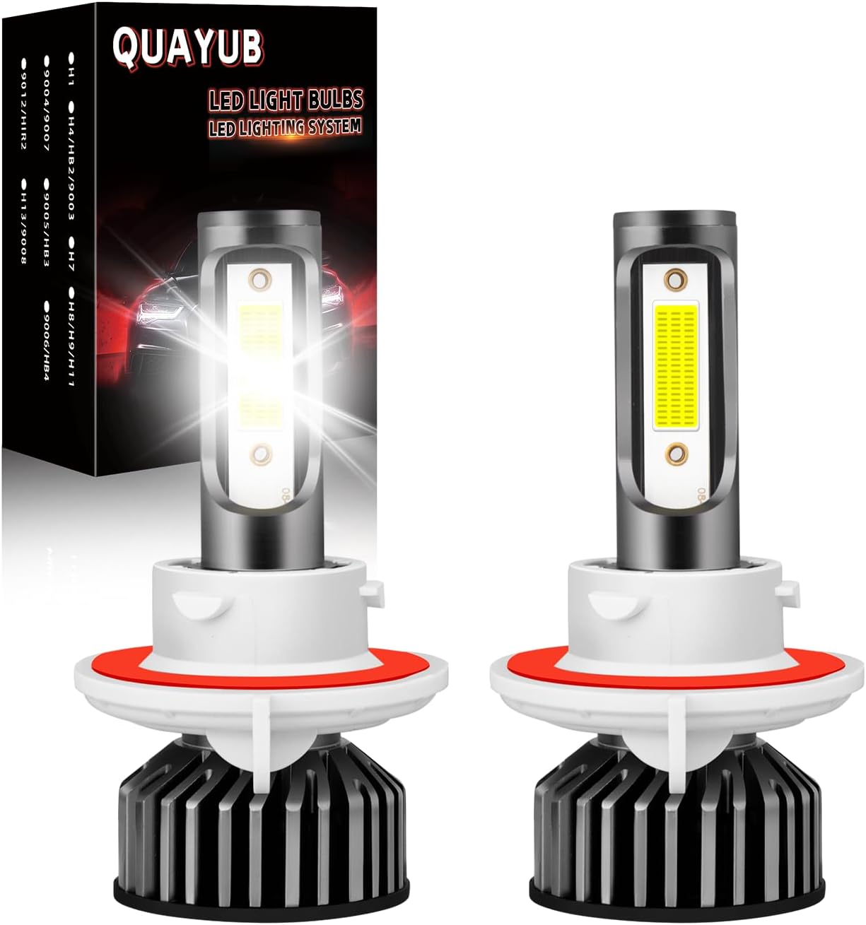 Fit for Ford F150 F250 F350 (2005-2014) LED Bulbs, 9008/H13 High Low Beam +9145/H10 LED Fog Light Bulbs, 11000LM 6000K Brighter Automotive Replacement Halogen Bulbs, Pack of 4