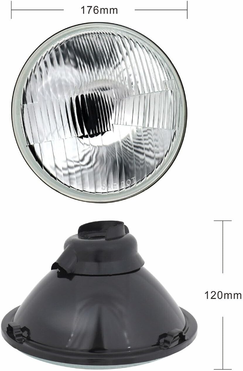 H4/9003 LED Headlight Bulbs + 7 Inch H6024 Glass Round LED Headlight Housing,Halogen Sealed High Low Dual Beam,Original Classic Look Conversion Pair Kit Pair