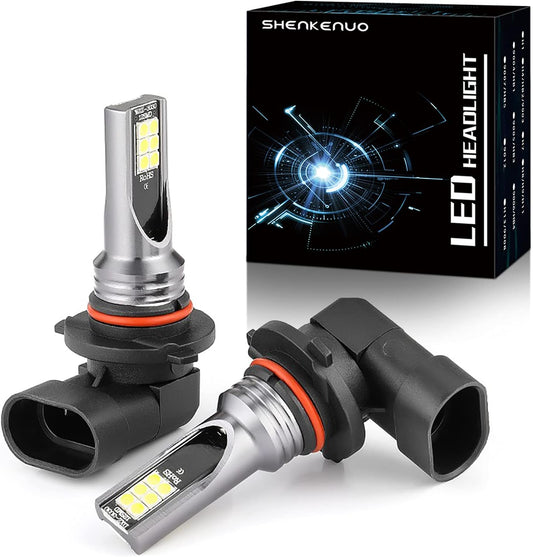 SHENKENUO 9006 HB4 LED Fog Lights Bulbs, 6000K Cool White 4000LM 12 SMD Chips for Cars, Pack Of 2
