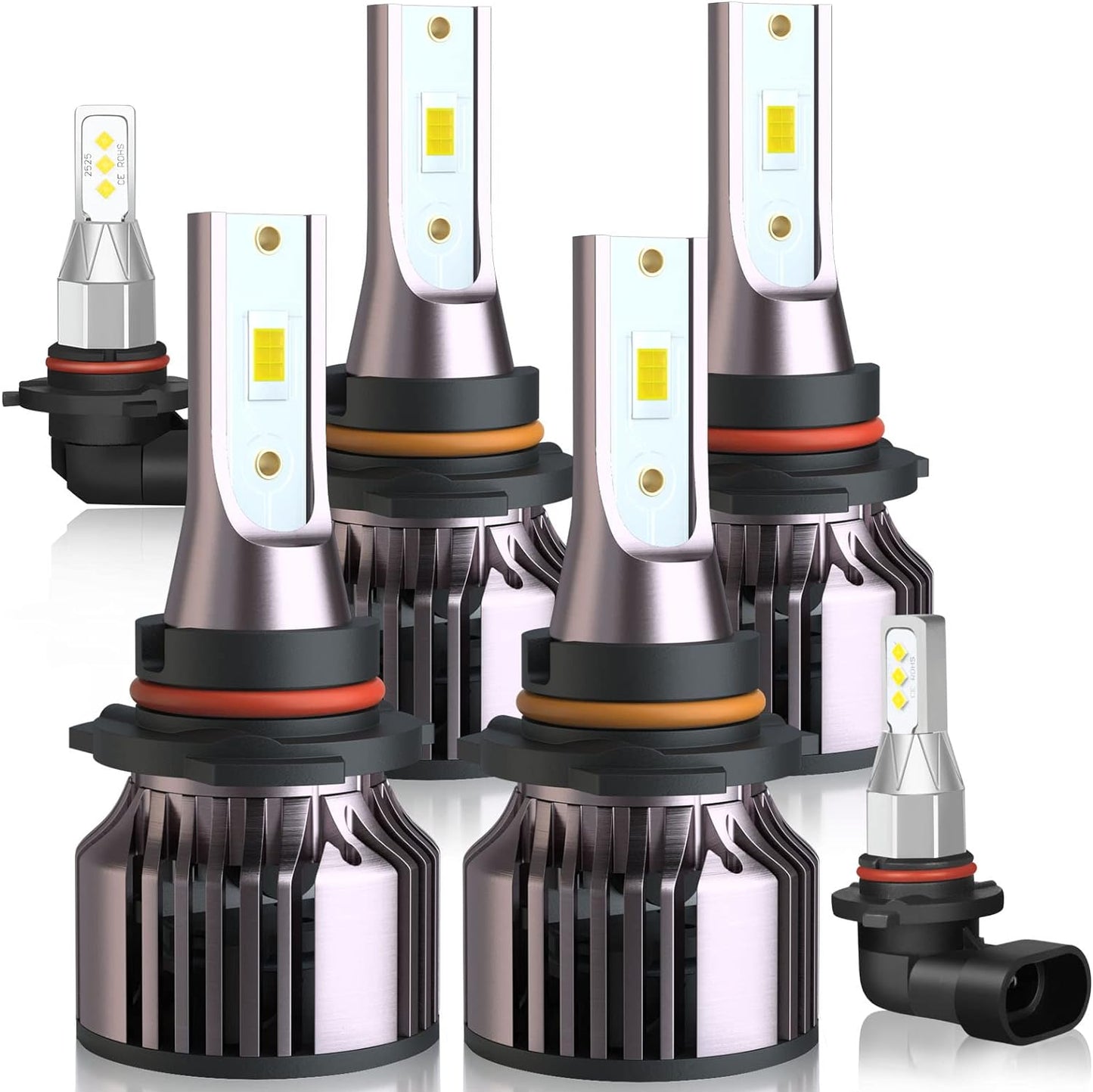 Fit for Jeep Grand Cherokee (2017-2021) H11 High Beam+H11 Low Beam LED Headlight Bulbs + H11 LED Fog Light Bulbs, 1:1 Mini Size Led Bulbs 6500K Cool White Plug and Play, 6PCS