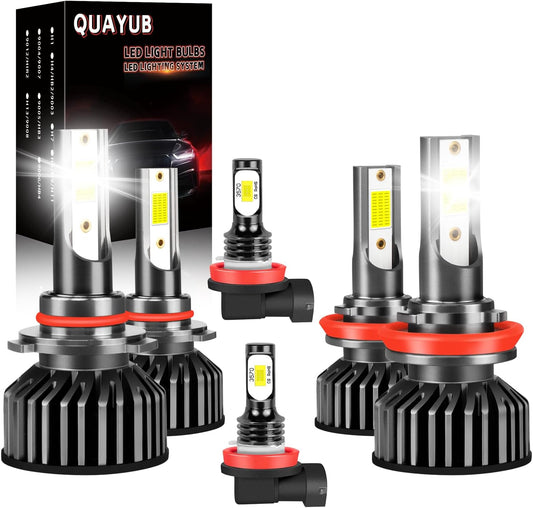 Light Bulbs Fit for Nissan Maxima(2009-2014), 9005/HB3 High Beam+H11 Low Beam+H11 Fog Light Bulbs, 300% Brightness 11000LM 6000K Cool White, Pack of 6