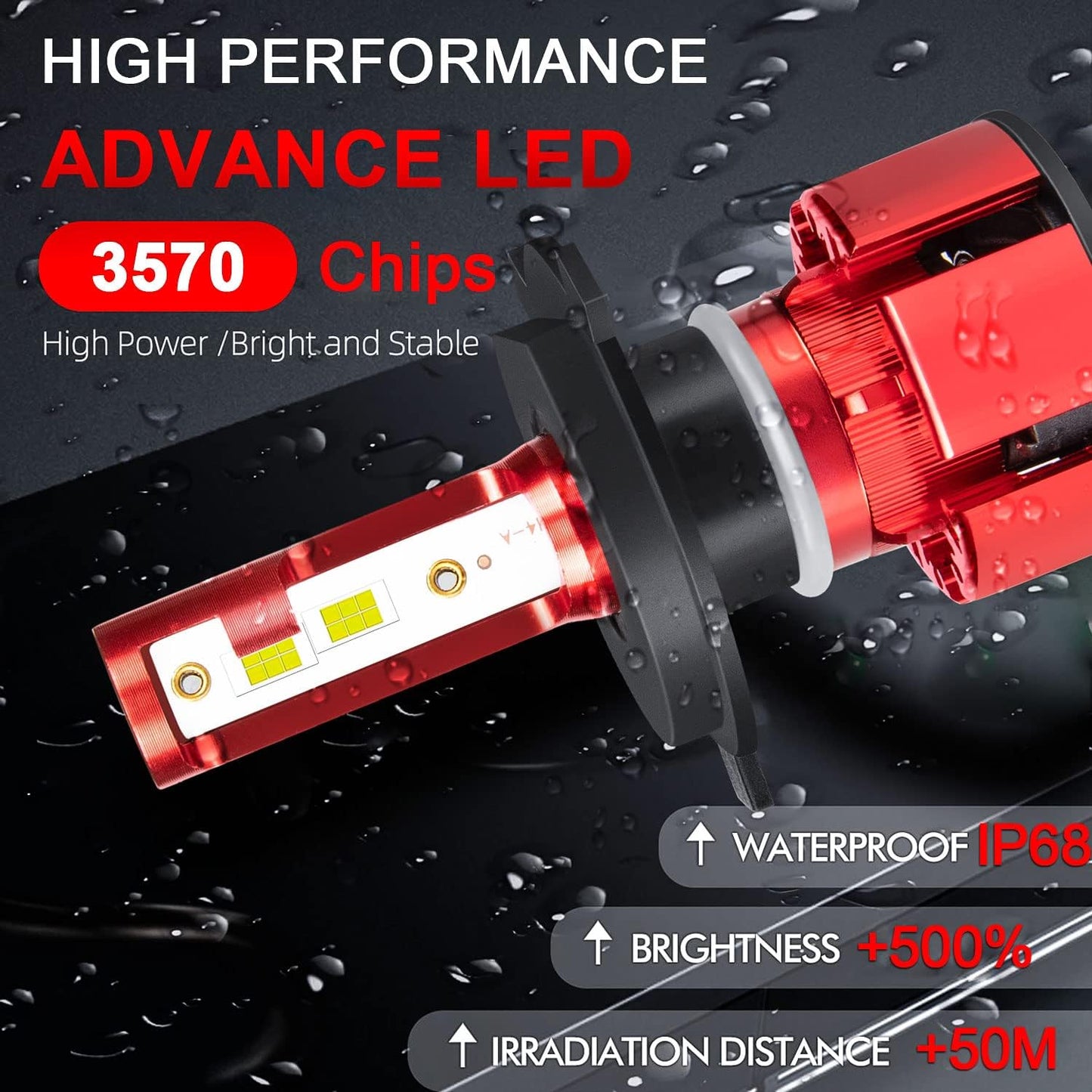 Fit (2002-2004/2007-2014) for HONDA CR-V CRV LED Headlight Bulbs,9003/H4 High Low Dual Beam+H11/H8/H16 Fog Light LED Bulbs 500% Brightness 80W 38000LM 6800K Cool White 4pcs Led Bulbs Kit