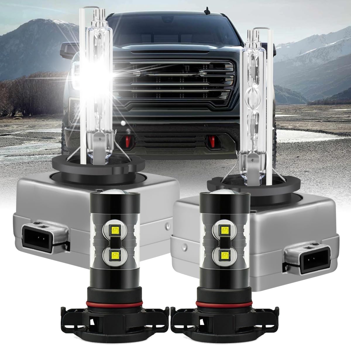 Dedicated Bulbs fit for GMC Acadia 2013-2019,9012 Hi/Lo Headlight Bulbs+H11 Fog Light,500% Brightness 6000K 30000LM 80W Light Bulbs,Plug and Play,Replacement Bulbs,IP68,4PCS