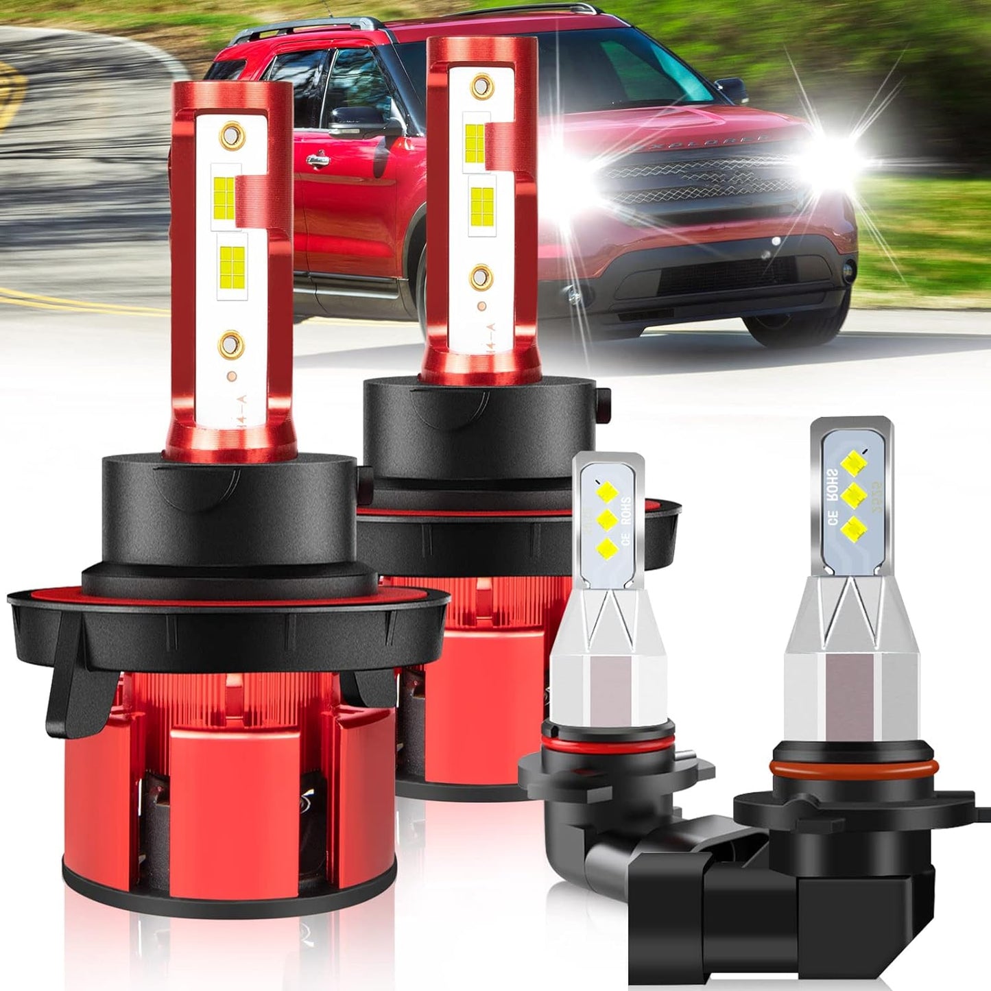 Fit for TOYOTA COROLLA 2009-2015 Led Lights, 500% Brightness 9005 9006 Light Bulbs High&Low Beam+H11 LED Fog Lights，6500K White 36000LM 9005 9006 Led Light Bulb, 6Pcs 9005 9006 H11 Led Bulbs