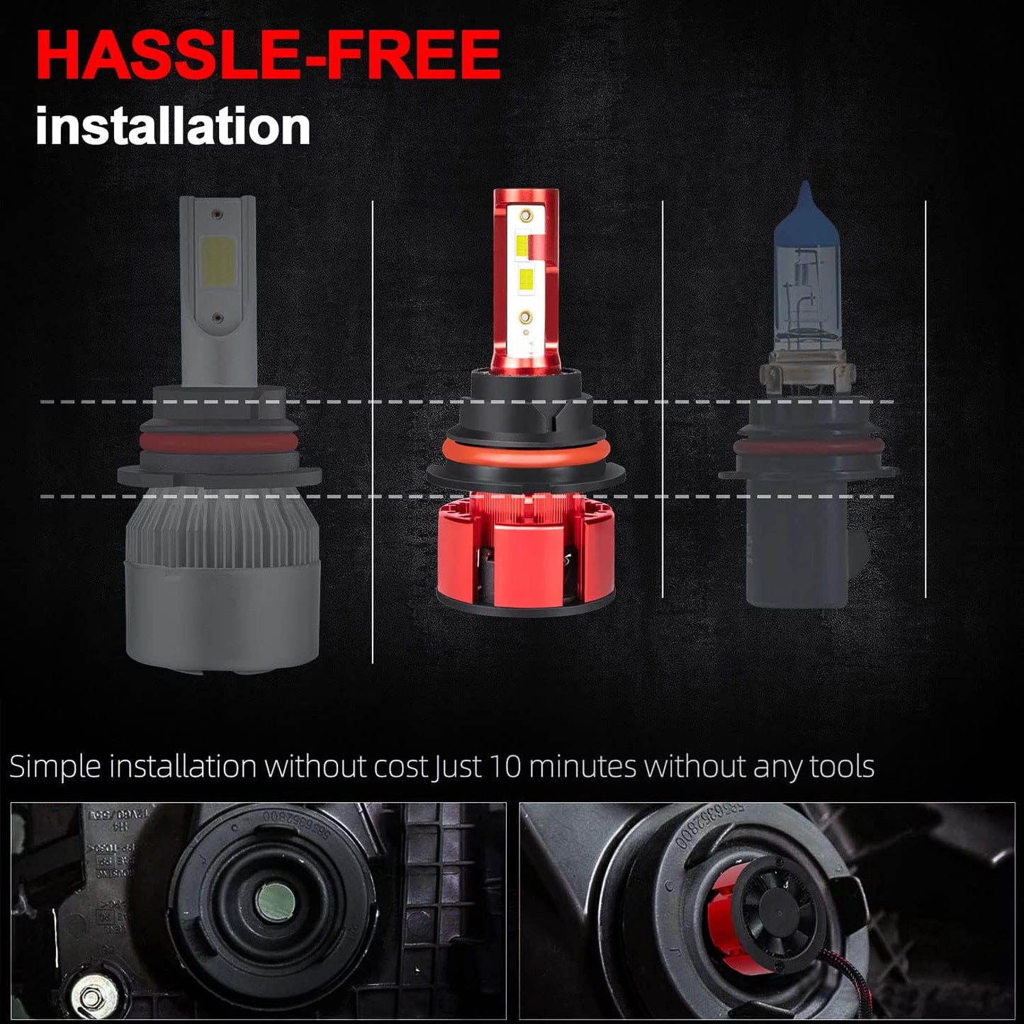 Fit 2005-2019 for Nissan Frontier Headlight Bulbs,9007/HB5 High Low Dual Beam+H11/H8/H16 Fog Light 500% Brightness Bulbs, 38000LM 6500K,1:1 Size Plug-and-Play Bulbs 4pcs