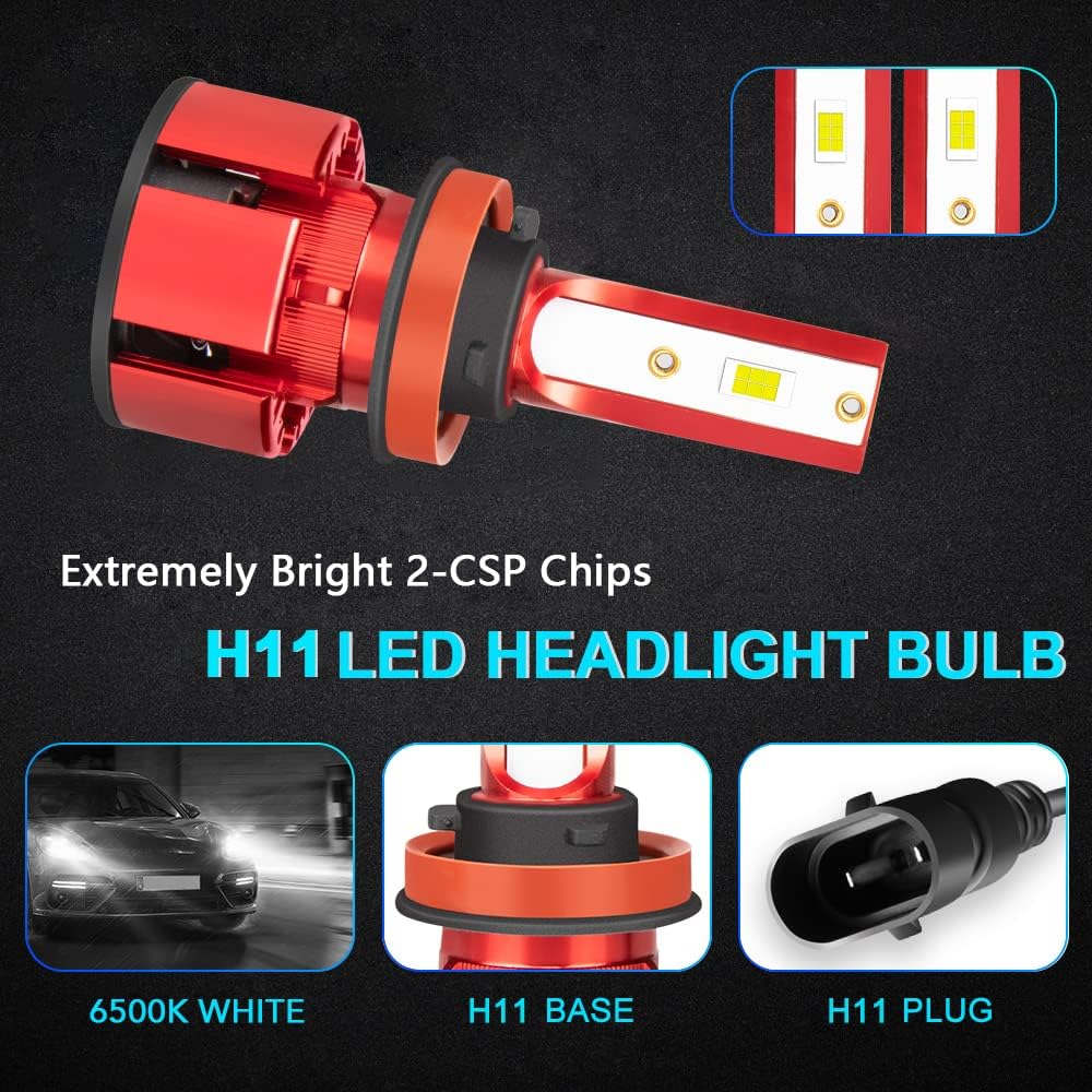 Fit for Jeep Grand Cherokee 2017 2018 2019 2020 2021 Led Lights, 500% Brightness H11+H11 Light Bulbs High&Low Beam+H11 LED Fog Lights，6500K White 36000LM H11 Led Light Bulb, 6Pcs H11 Led Bulbs