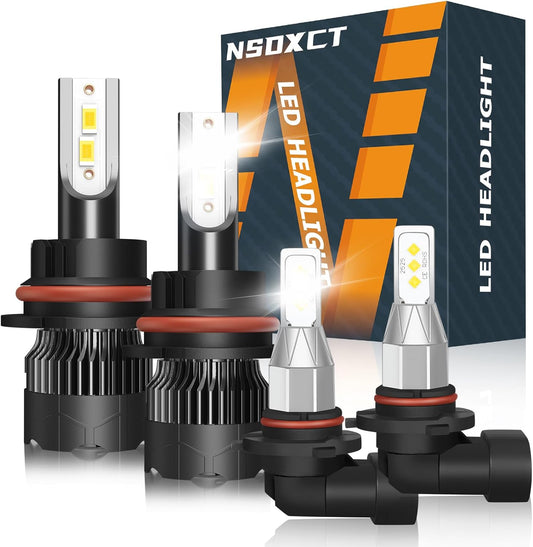9007 LED Headlight Bulbs Fit For Ford Ranger (1998-2011), 500% Brightness 6000K Cool White Plug and Play 2 PCS 9007 High/Low Beam Led Bulbs + 2 PCS 9145 Led Fog Light Bulbs