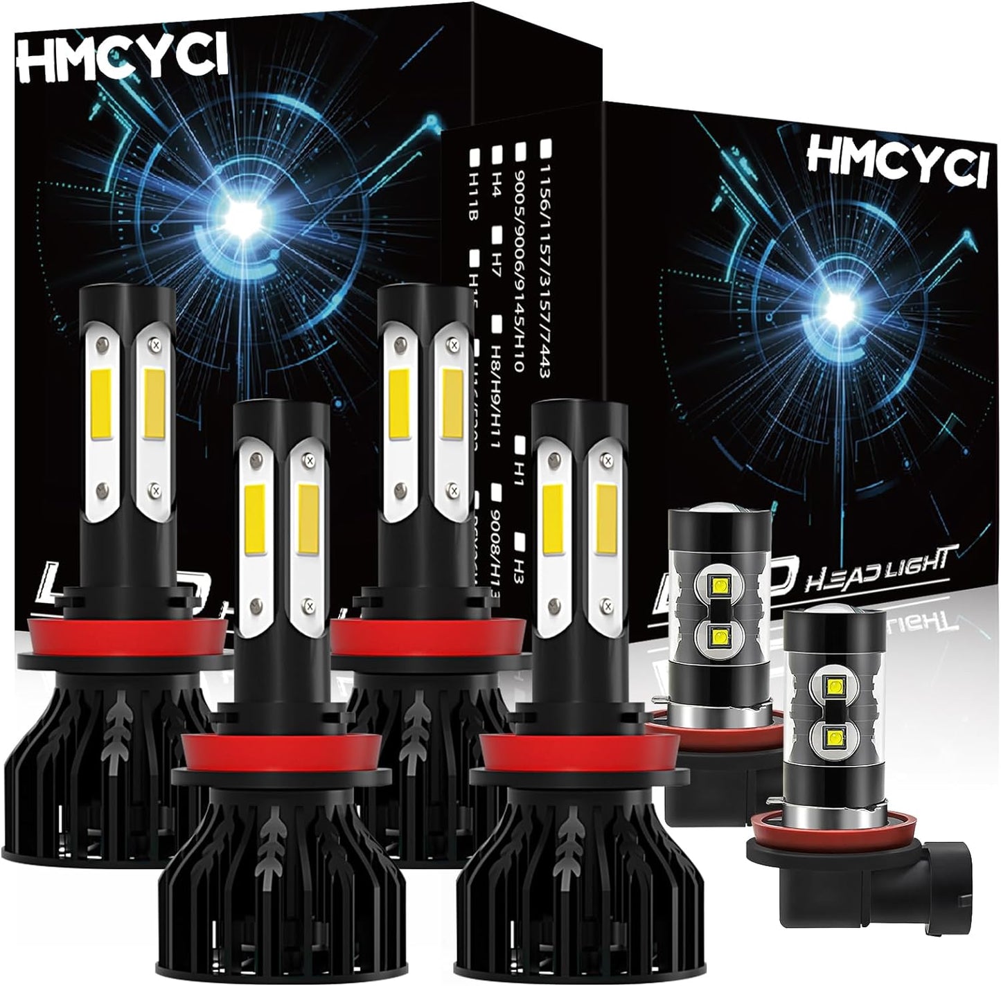 Fit For TOYOTA TACOMA (2016-2019) 4 side CSP LED Headlight Bulbs Combo,H9+H11 High/Low Beam + H11 Fog Lights,Super Bright 6500K Cool White, Plug and Play, Pack of 6