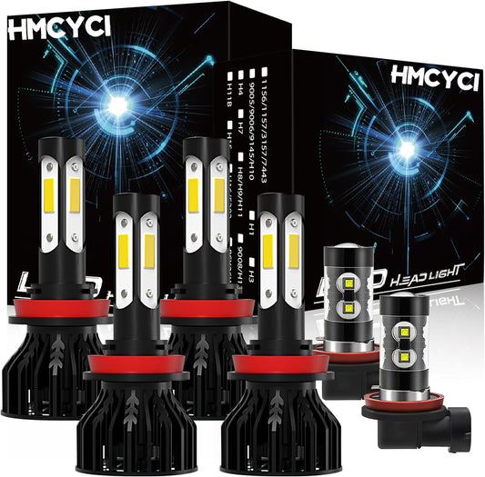 Fit For TOYOTA TACOMA (2016-2019) 4 side CSP LED Headlight Bulbs Combo,H9+H11 High/Low Beam + H11 Fog Lights,Super Bright 6500K Cool White, Plug and Play, Pack of 6