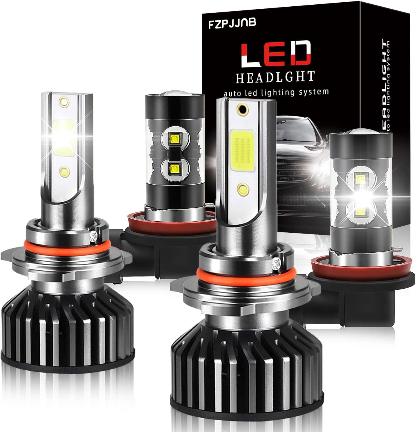Fit for Dodge Durango 2011-2013 LED Headlight Bulbs, 300% Brightness 9005+H11 High/Low Beam+2504/PSX24W LED Fog Light Bulbs Combo, 6000K Cool White LED Headlamps Replacements, Pack of 6