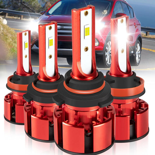Fit For Ford Escape 2013-2016, 2017-2019 LED Headlight Bulbs, H11 9005 LED Headlight Bulbs High&Low Beam, 36000LM 6500K White 500% Super Bright H11 9005 LED Headlights, 4pcs