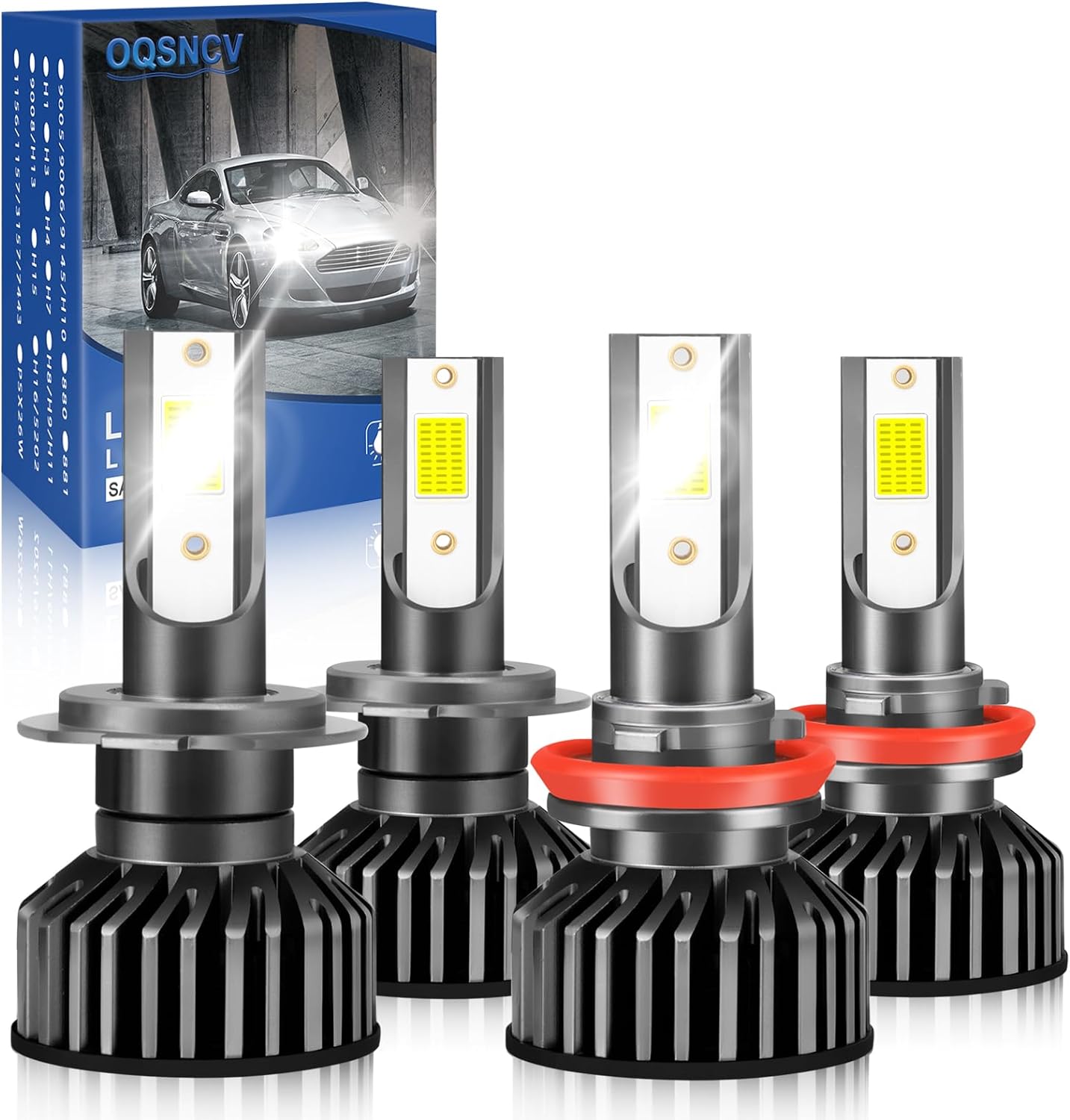 Fit For ford fusion 2019-2020 LED Headlight Bulbs, H9 High Beam and H11 Low Beam LED Headlight Bulb Kit, 60W 28000LM 6000K White Super Bright, Plug and Play, Pack of 4