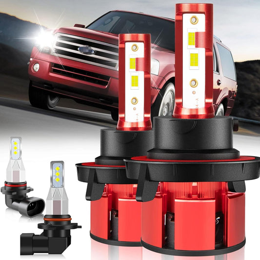 Fit for Ford Expedition 2007-2014 Led Lights, 500% Brightness H13 Light Bulbs High&Low Beam+9145 LED Fog Lights，6500K White 36000LM H13 9145 Led Light Bulb, 4Pcs H13 9145 Led Bulbs