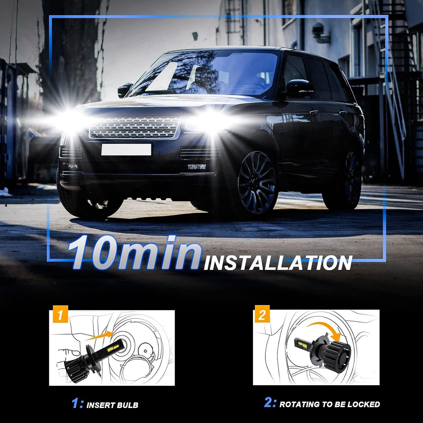 Fit for TOYOTA HIGHLANDER (2008-2010) H4/9003/HB2 LED Bulbs, High/Low Beam Plug and Play Quick Installation, 20000LM Super Bright 6500K Cool White Light, Pack of 2