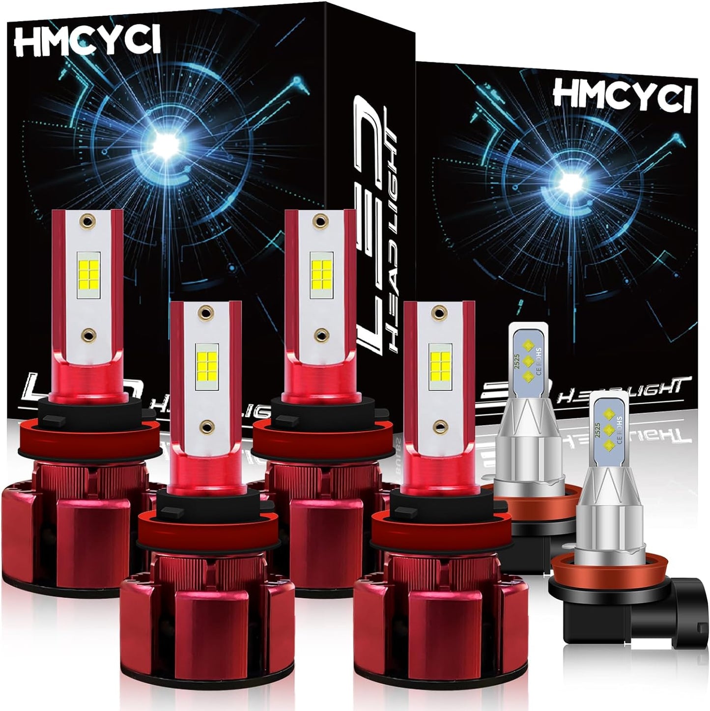 Fit For Jeep Grand Cherokee (2019-2021) LEDHeadlight Bulbs H9 High Beam + H11 Low Beam + H11 Fog Lights,Super Bright 6500k Cool White, Plug and Play, Pack of 6