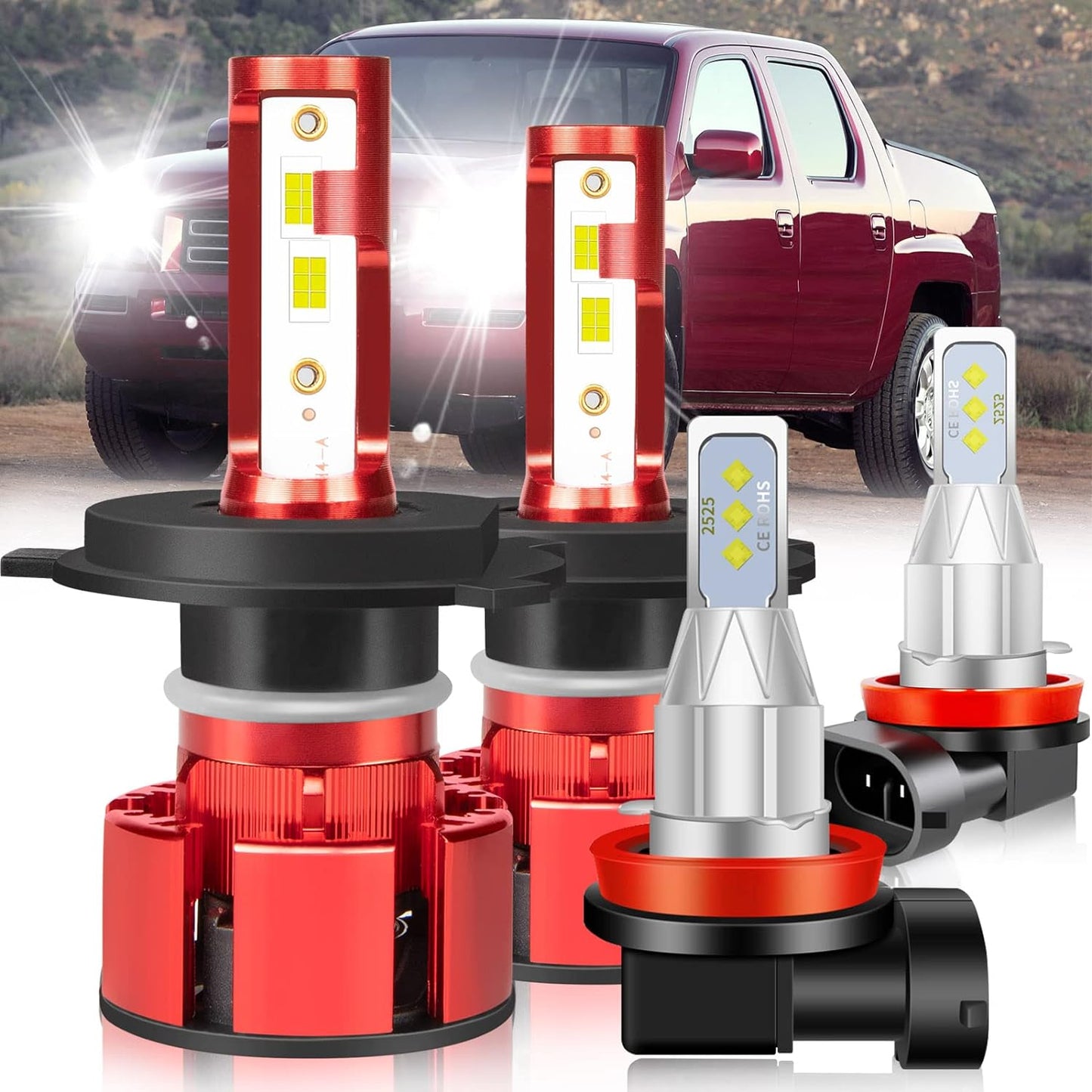 Fit for TOYOTA COROLLA 2009-2015 Led Lights, 500% Brightness 9005 9006 Light Bulbs High&Low Beam+H11 LED Fog Lights，6500K White 36000LM 9005 9006 Led Light Bulb, 6Pcs 9005 9006 H11 Led Bulbs