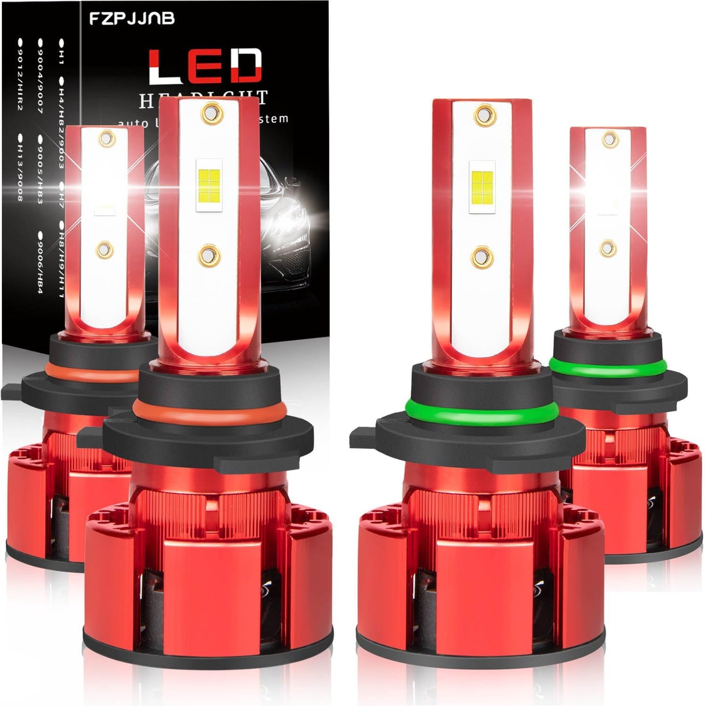 Fit for Dodge Journey(2009-2019) LED Headlight Bulbs, 9005/HB3 High Beam + 9006/HB4 Low Beam Combo, Plug-n-Play Easy Installation with Cooling Fan, 6000K Cool White, 4 PCS