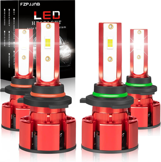Fit for Dodge Journey(2009-2019) LED Headlight Bulbs, 9005/HB3 High Beam + 9006/HB4 Low Beam Combo, Plug-n-Play Easy Installation with Cooling Fan, 6000K Cool White, 4 PCS