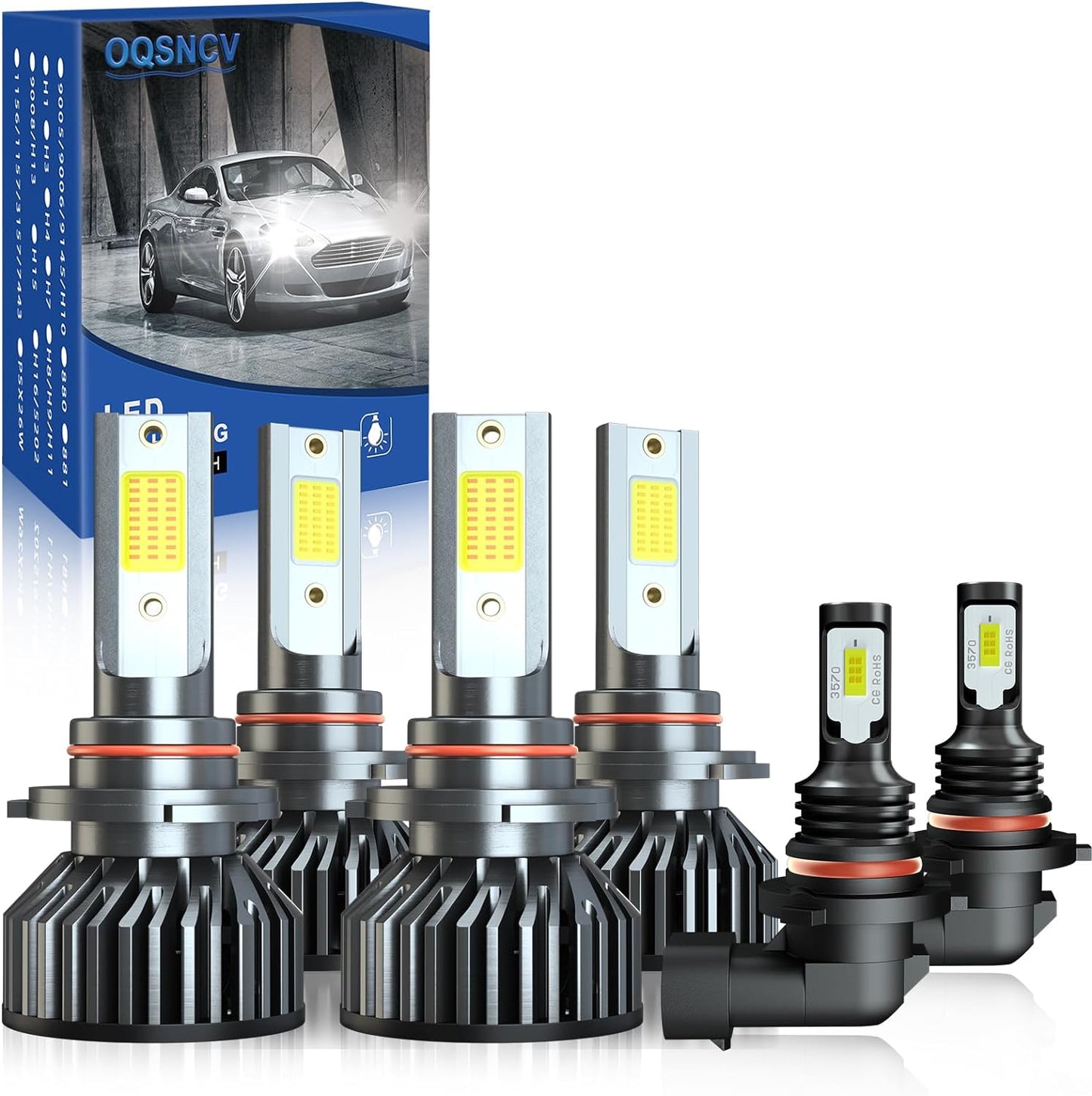 Fit For DODGE RAM 1500 2500 3500 2009-2012 4-Headlamps LED Bulbs, 9005+H11 High/Low Beam+9145 Led Fog Light Bulbs, 60W 28000LM 6000K White Super Bright, Pack of 6