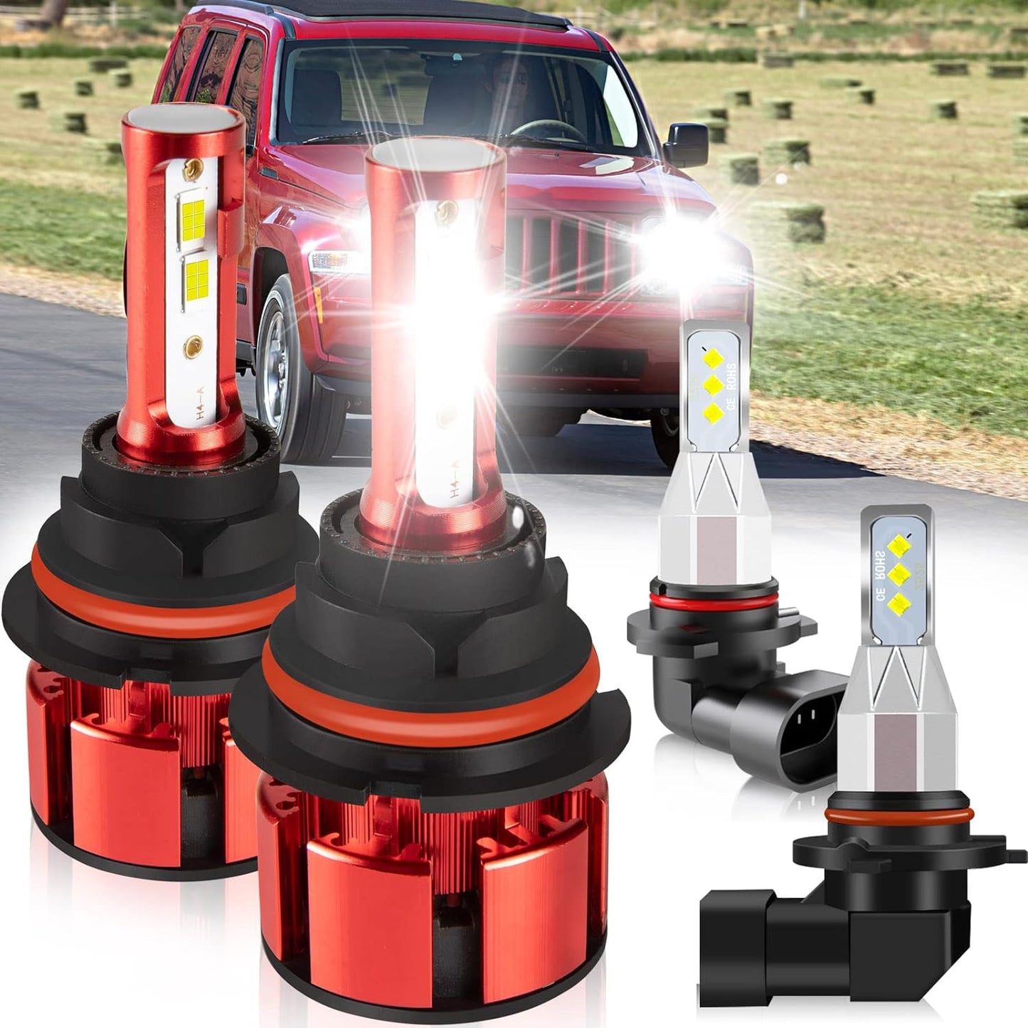 Fit for TOYOTA COROLLA 2009-2015 Led Lights, 500% Brightness 9005 9006 Light Bulbs High&Low Beam+H11 LED Fog Lights，6500K White 36000LM 9005 9006 Led Light Bulb, 6Pcs 9005 9006 H11 Led Bulbs