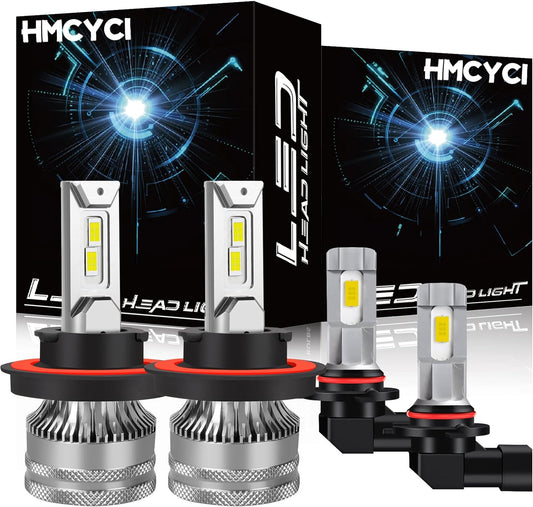 Fit For DODGE RAM 1500 2500 3500 2-Headlamps (2009-2012) LED Headlight Bulbs 9008 High/Low Beam + 9145 LED Fog Light Bulbs,6500K Cool White Plug and Play，Pack of 4