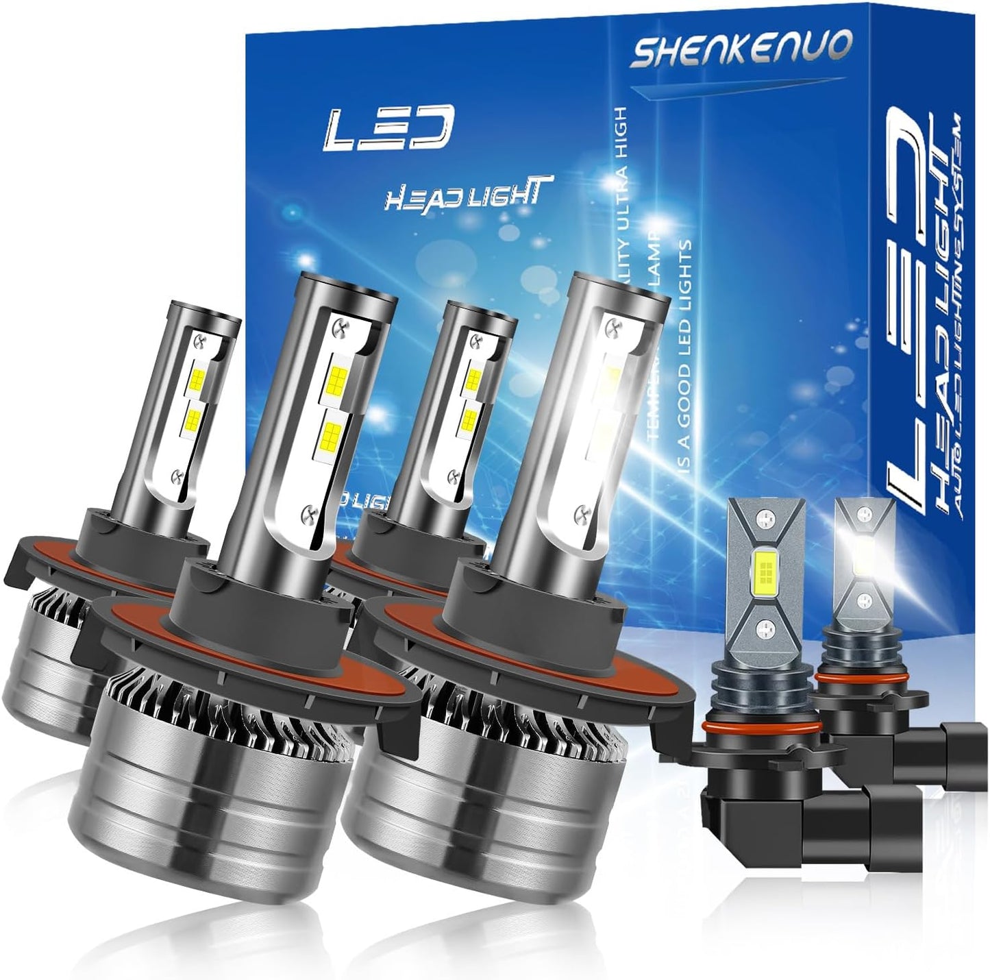 SHENKENUO Fit For FORD F-250 / F-350 / F-450 / F-550 (2005-2020) 9008+9008 High and Low Beam Halogen Replacement LED Bulbs Combo +9145 LED Fog Bulbs,6500K Cool White,Pack of 6