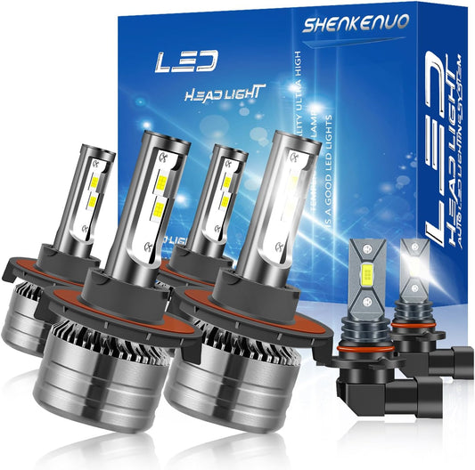 SHENKENUO Fit For FORD F-250 / F-350 / F-450 / F-550 (2005-2020) 9008+9008 High and Low Beam Halogen Replacement LED Bulbs Combo +9145 LED Fog Bulbs,6500K Cool White,Pack of 6
