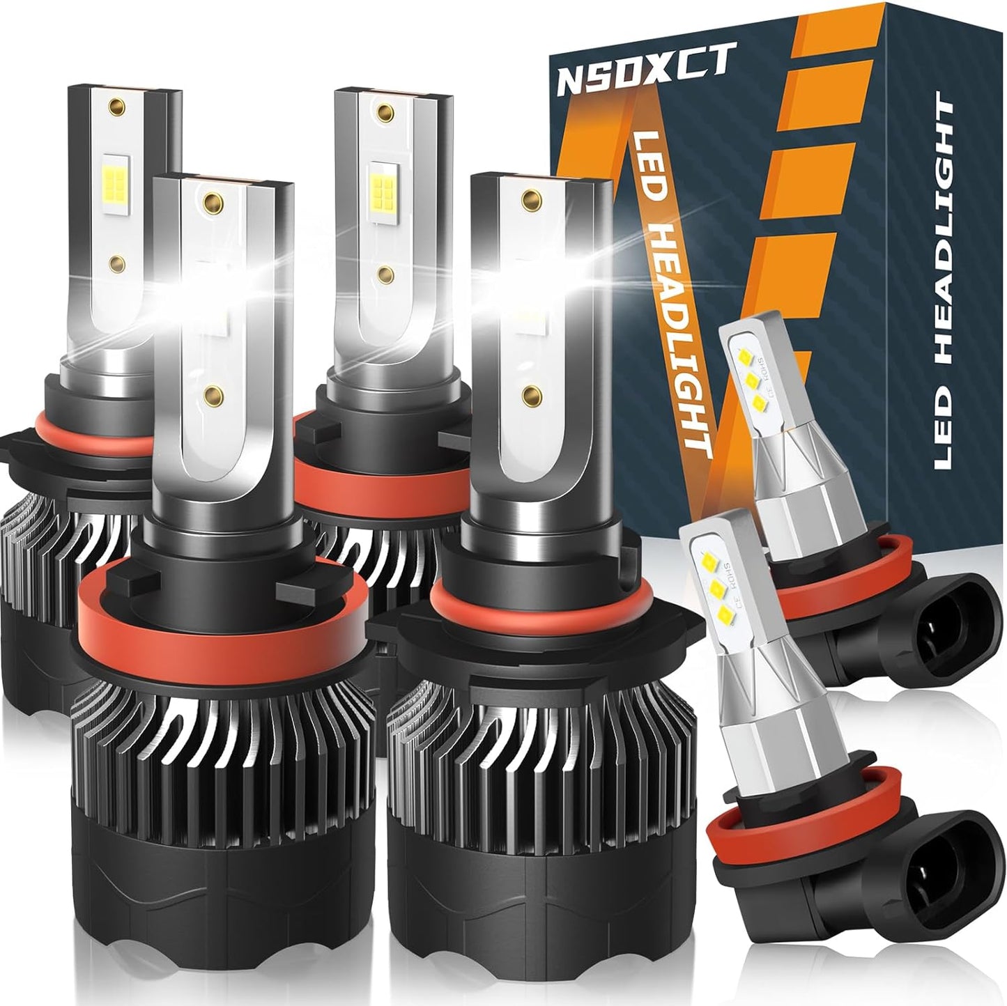 Fit for Jeep Grand Cherokee (2017-2021) H11 High Beam+H11 Low Beam LED Headlight Bulbs + H11 LED Fog Light Bulbs, 1:1 Mini Size Led Bulbs 6500K Cool White Plug and Play, 6PCS