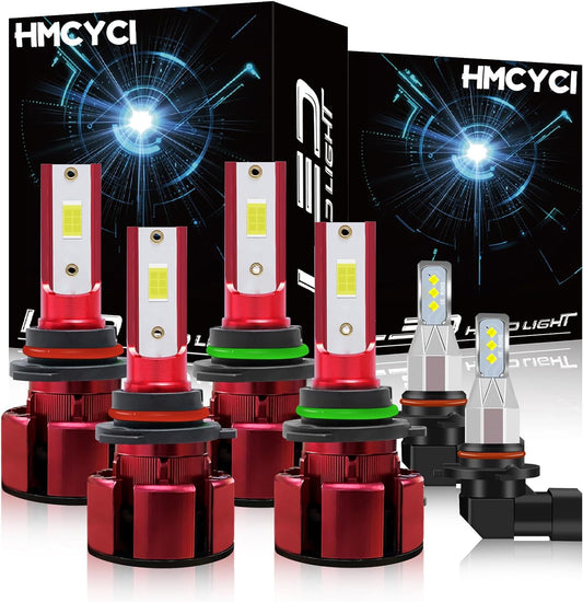 Fit For GMC sierra 1500 2500 (2003-2006) LED Headlight Bulbs,9005 9006 High/Low Beam + 9145 Fog Lights,Super Bright 6500K Cool White, Plug and Play, Pack of 6