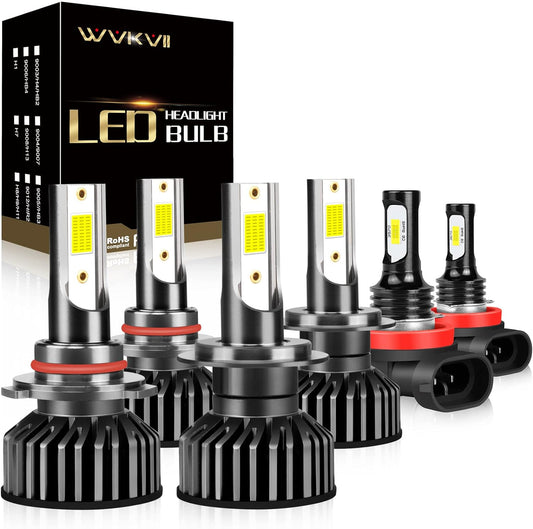 Fit For Subaru Outback 2010 2011 2012 2013 2014 LED light Bulbs 9005/HB3 High Beam + H7 Low Beam+ H11 Fog Lights Bulbs Kit, Super Bright 6000K Cool White,Pack of 6