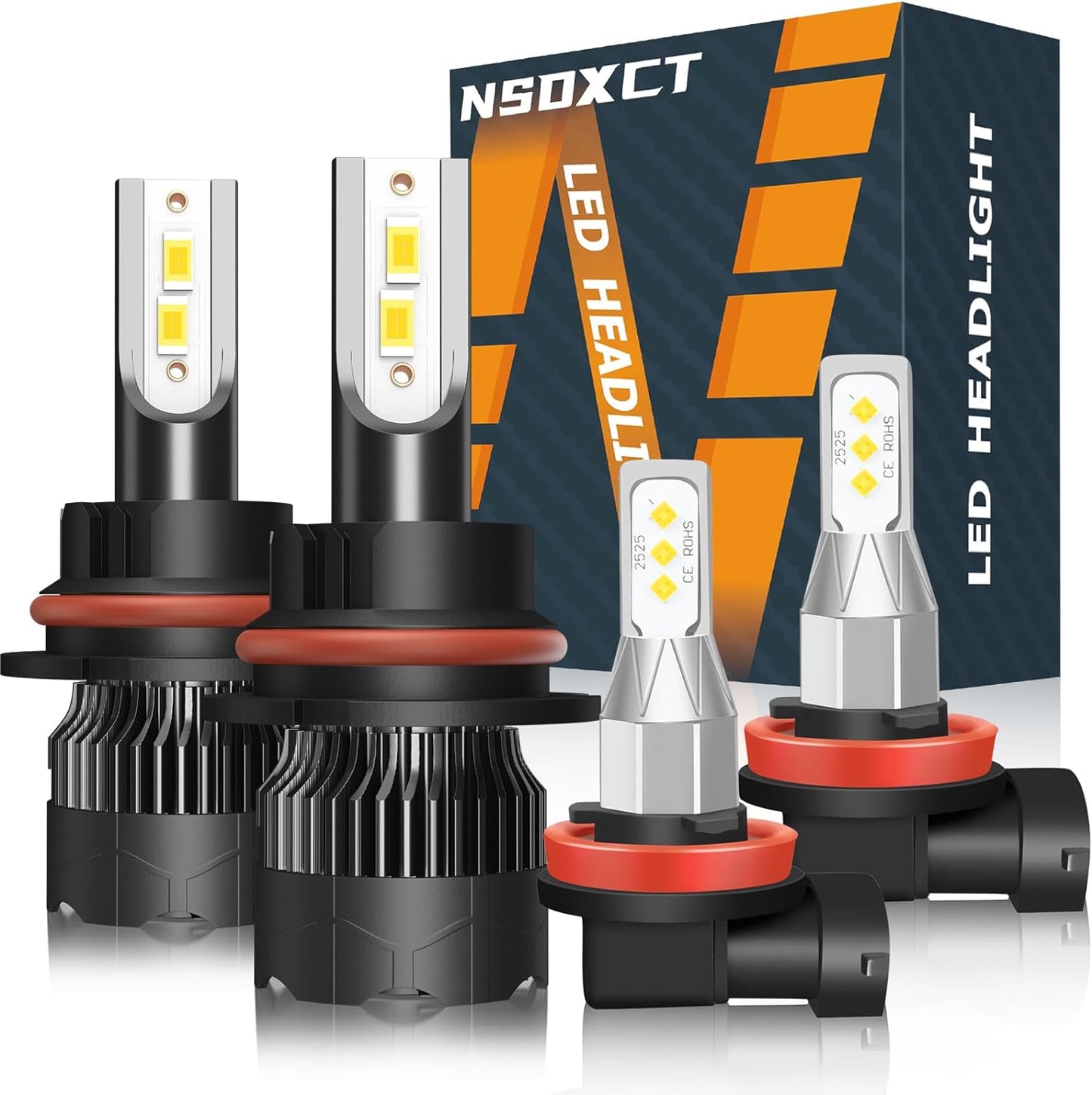 Fit for Jeep Grand Cherokee (2017-2021) H11 High Beam+H11 Low Beam LED Headlight Bulbs + H11 LED Fog Light Bulbs, 1:1 Mini Size Led Bulbs 6500K Cool White Plug and Play, 6PCS