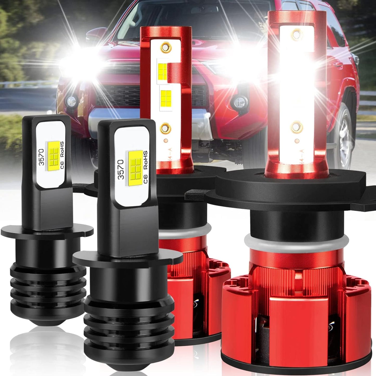 Fit for TOYOTA COROLLA 2009-2015 Led Lights, 500% Brightness 9005 9006 Light Bulbs High&Low Beam+H11 LED Fog Lights，6500K White 36000LM 9005 9006 Led Light Bulb, 6Pcs 9005 9006 H11 Led Bulbs